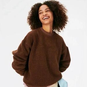 Outdoor Voices Women’s MegaFleece Crewneck Pullover Sweatshirt in Brown Soil, XS